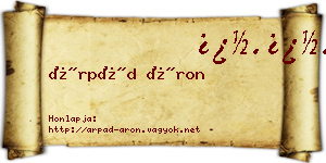 Árpád Áron névjegykártya